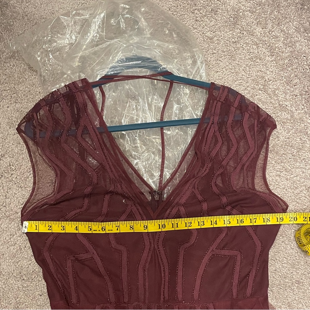 BCBGMaxAzria Plum V-Neck Lace-Overlay Maxi Dress - Picture 8 of 11